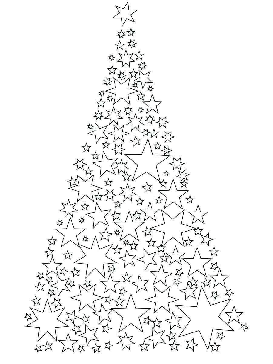 Simple coloring page of a Christmas tree.