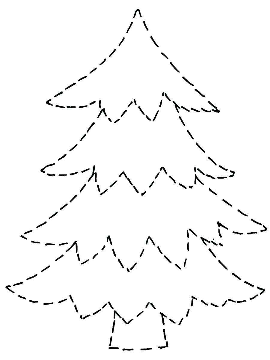 Printable coloring page of a Christmas tree.