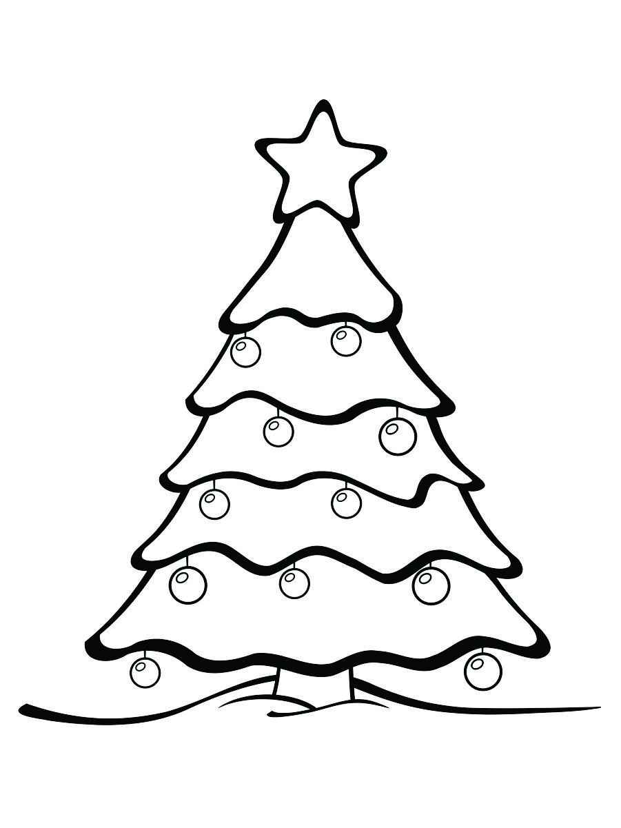 Printable coloring page of a Christmas tree.