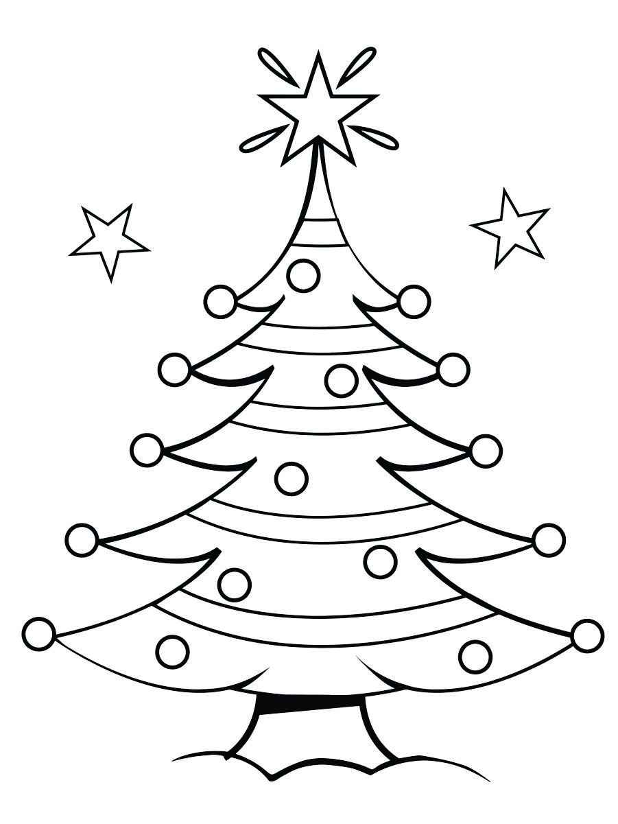 Printable coloring page of a Christmas tree.