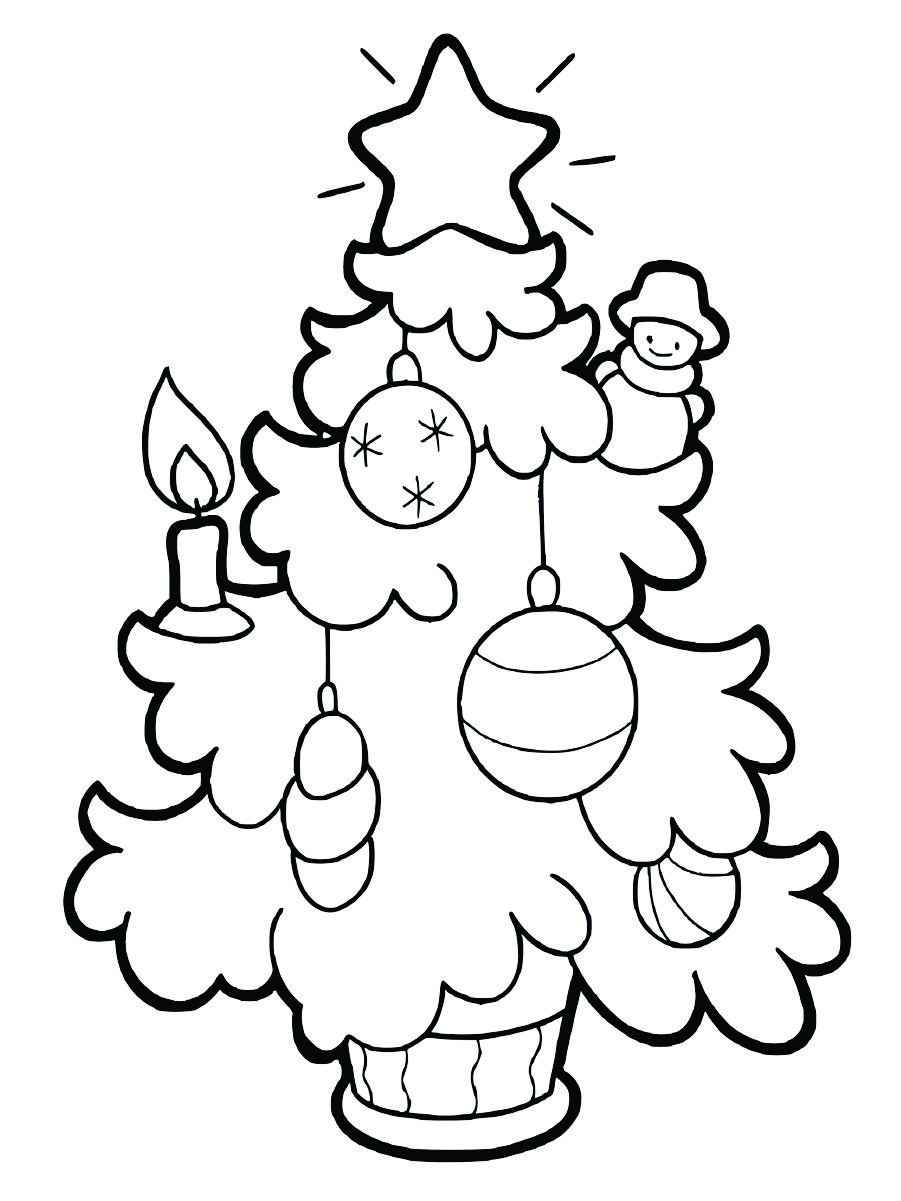 Coloring page of a Christmas tree