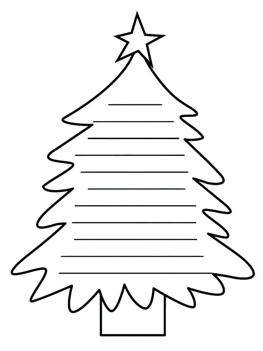 Coloring page of a Christmas tree