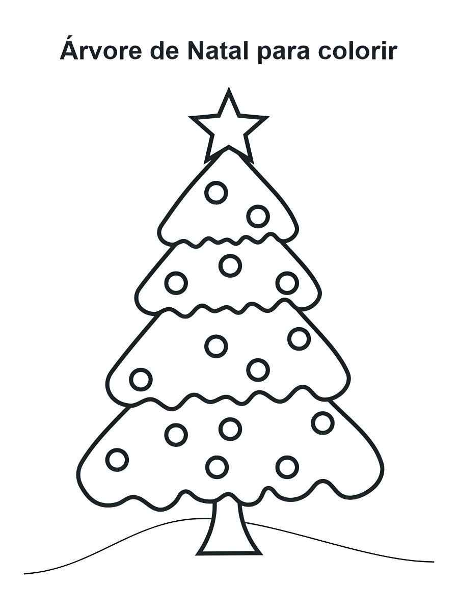 Printable coloring page of a Christmas tree for painting.