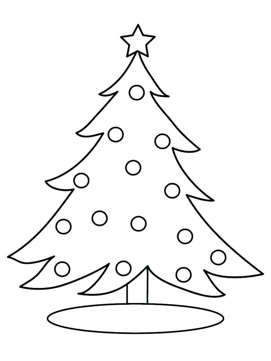 Easy-to-color Christmas tree coloring page