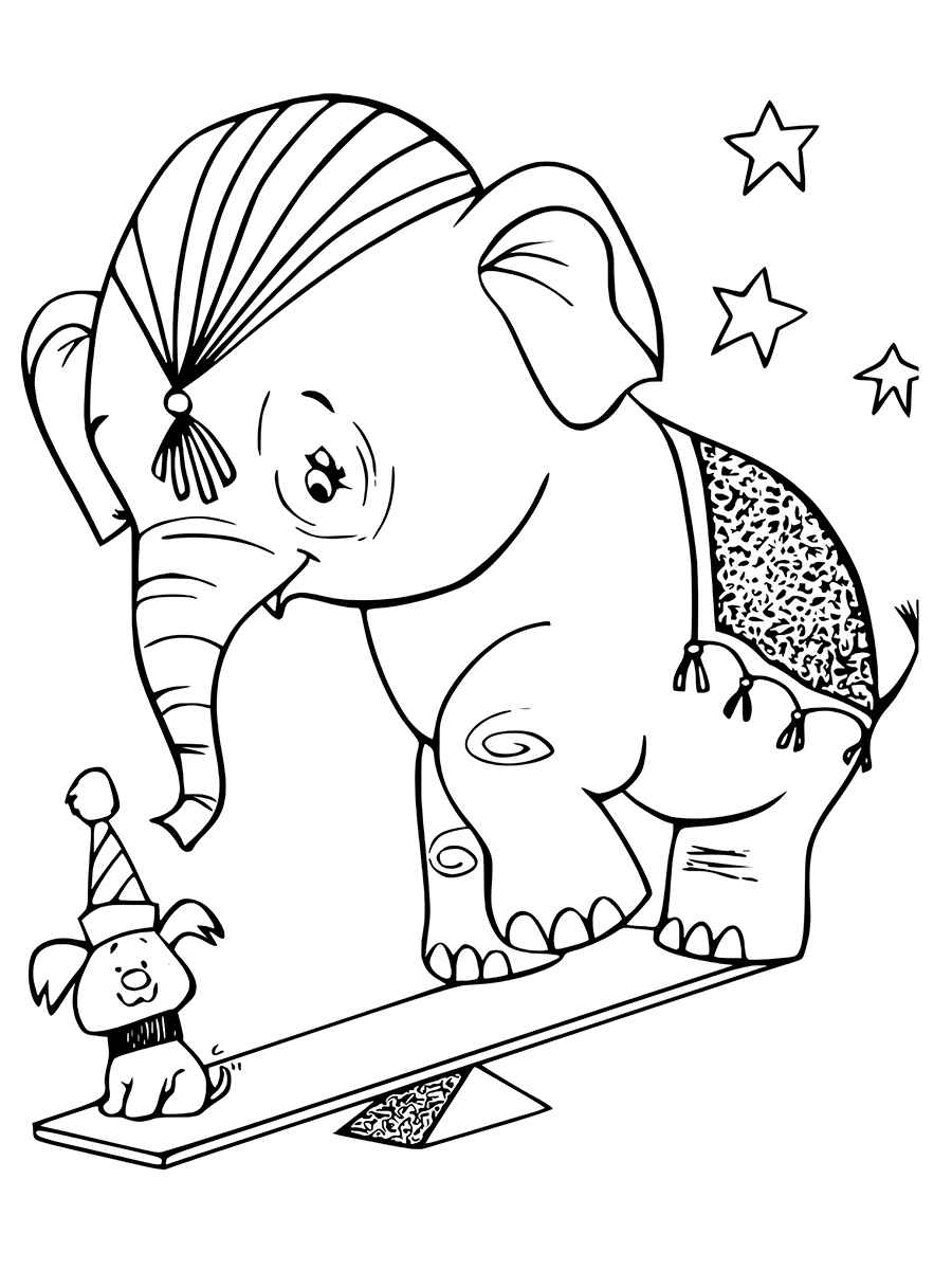 Circus elephant coloring page