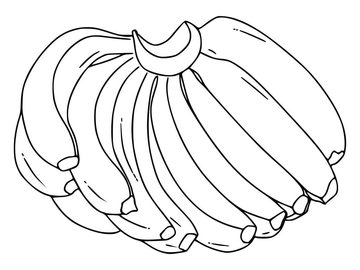 Coloring page of bananas, simple and fun for kids to color.