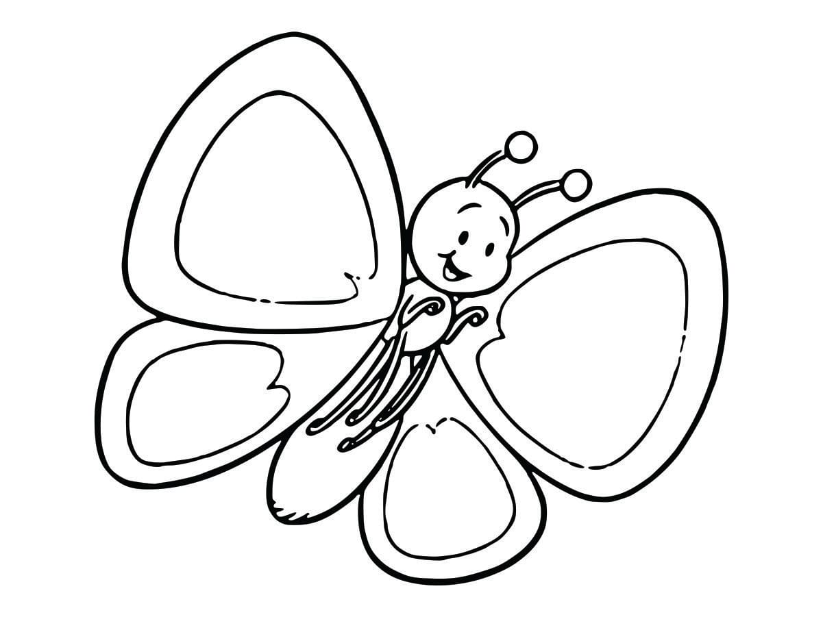 Coloring page of a butterfly, simple and beautiful for kids to color.