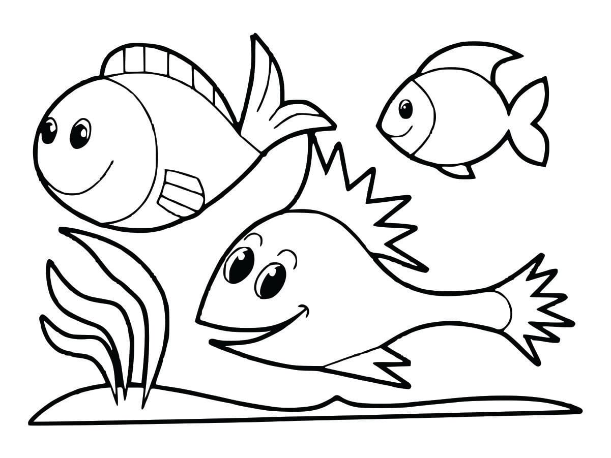 Coloring page of fish, easy and fun for children to color.