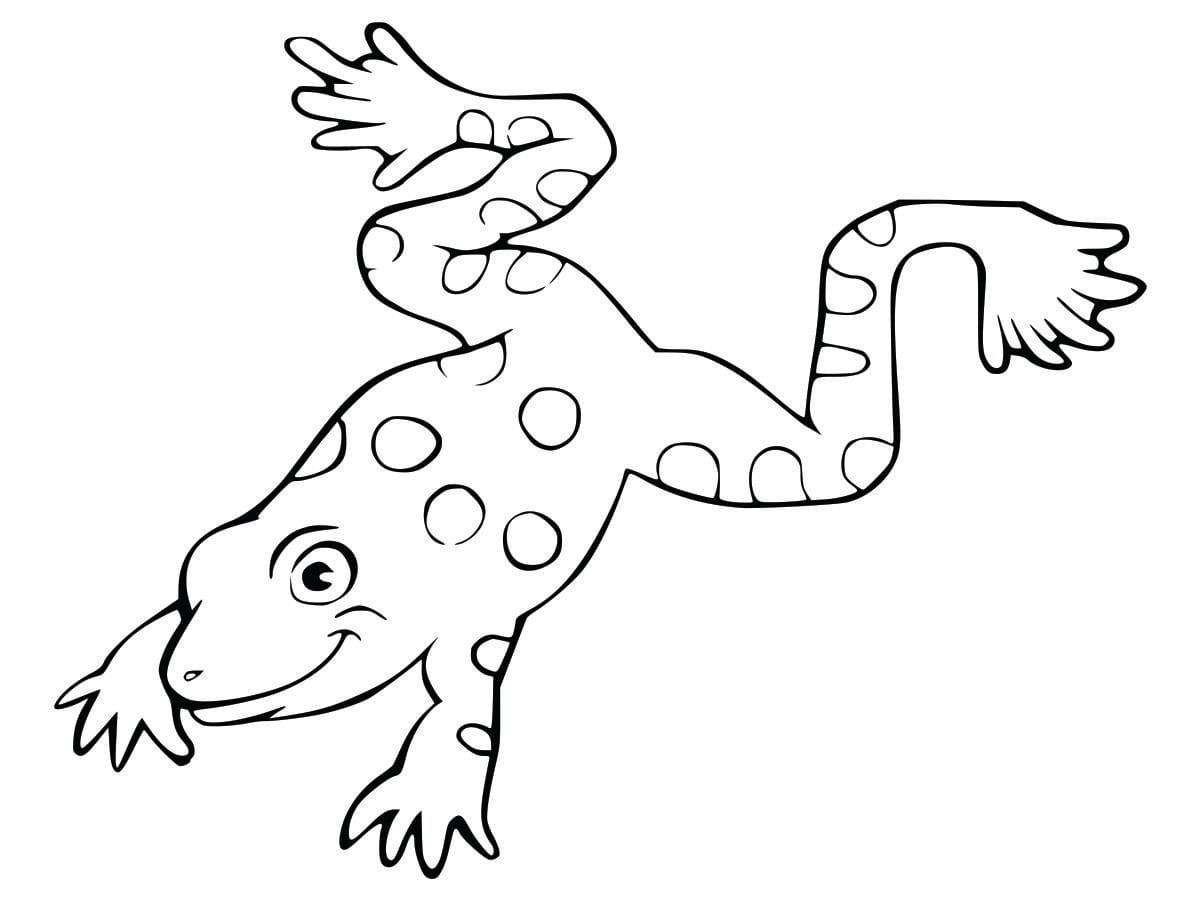 Coloring page of a frog, designed to be simple and enjoyable for kids.