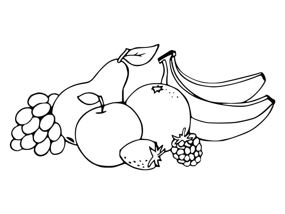 Coloring page of fruits, easy and fun for kids to color.