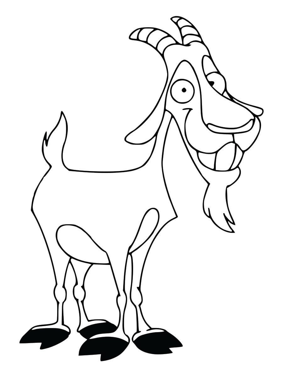 Coloring page of a goat, easy and fun for kids to color.