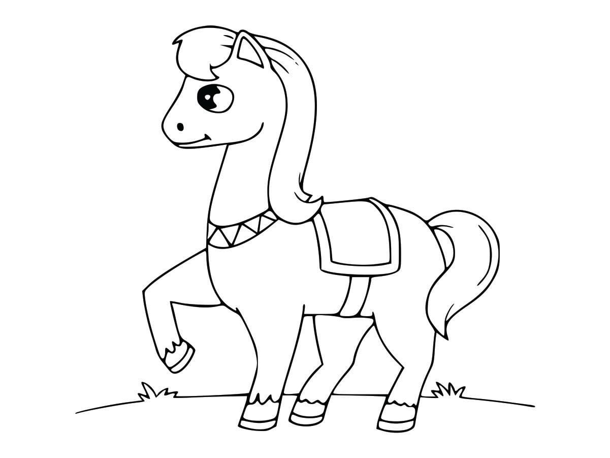 Coloring page of a simple horse, ideal for children to color and enjoy.