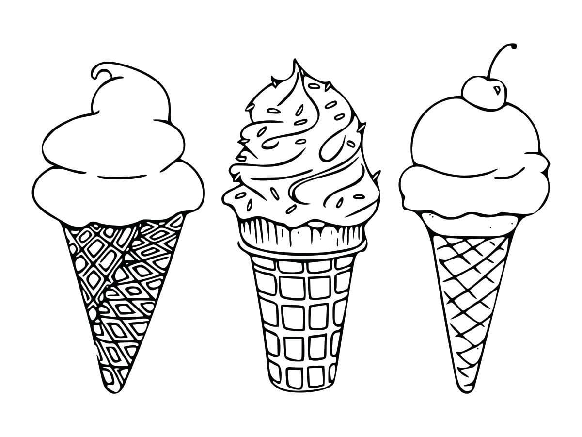 Coloring page of ice creams, fun and easy for kids to color.