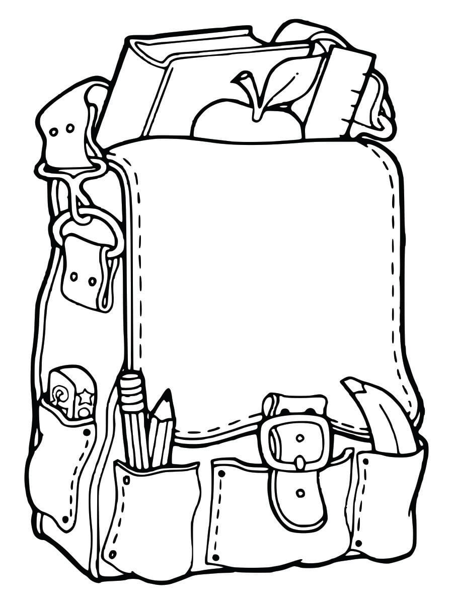 Coloring page of a school bag, fun and simple for children to color.