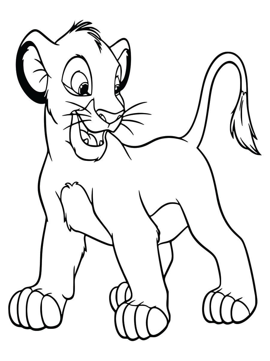 Coloring page of Simba, easy for kids to color.