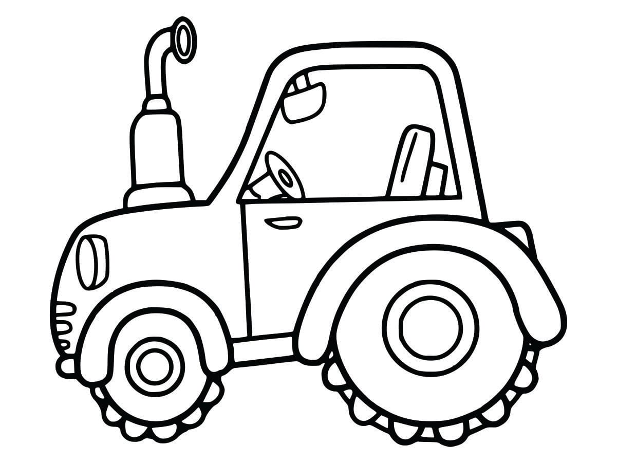 Coloring page of a tractor, simple and fun for kids to color.