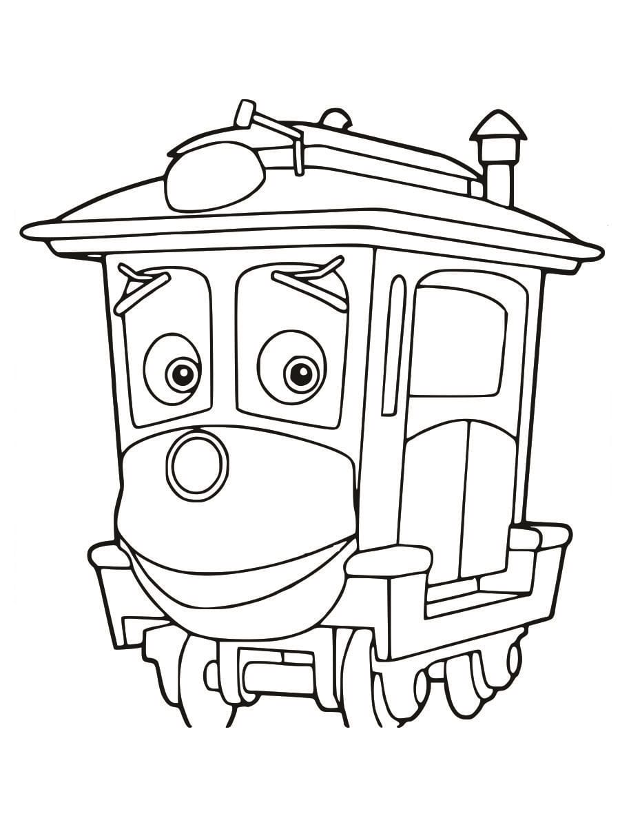 Coloring page of a trolley, designed to be fun and easy for kids to color.