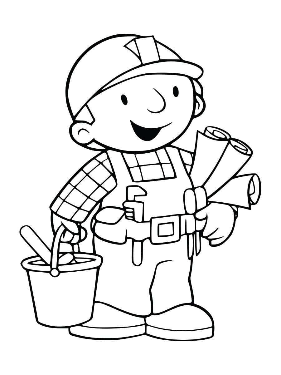 Coloring page of a worker, simple and fun for kids to color.