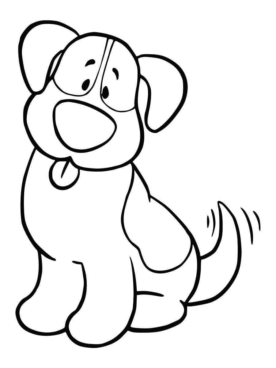 Coloring page of a cute dog, designed to be fun and easy for kids.