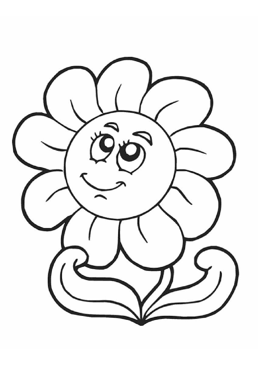 Coloring page of a simple flower with petals, perfect for young children to color.