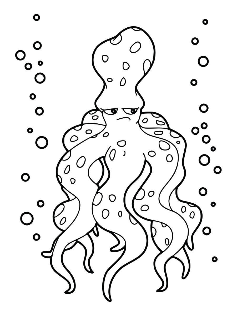 Coloring page of an octopus, simple and fun for kids to color.