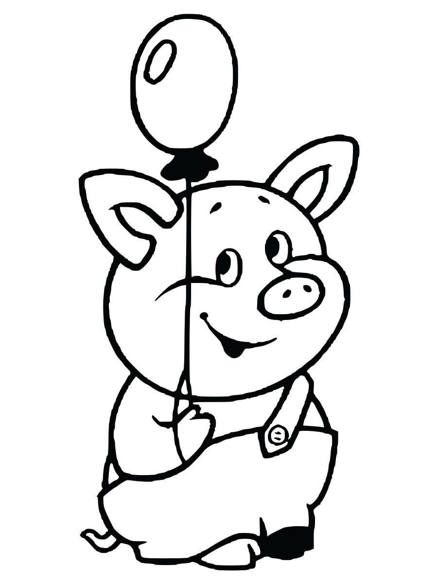 Coloring page of a pig, simple and fun for kids to color.