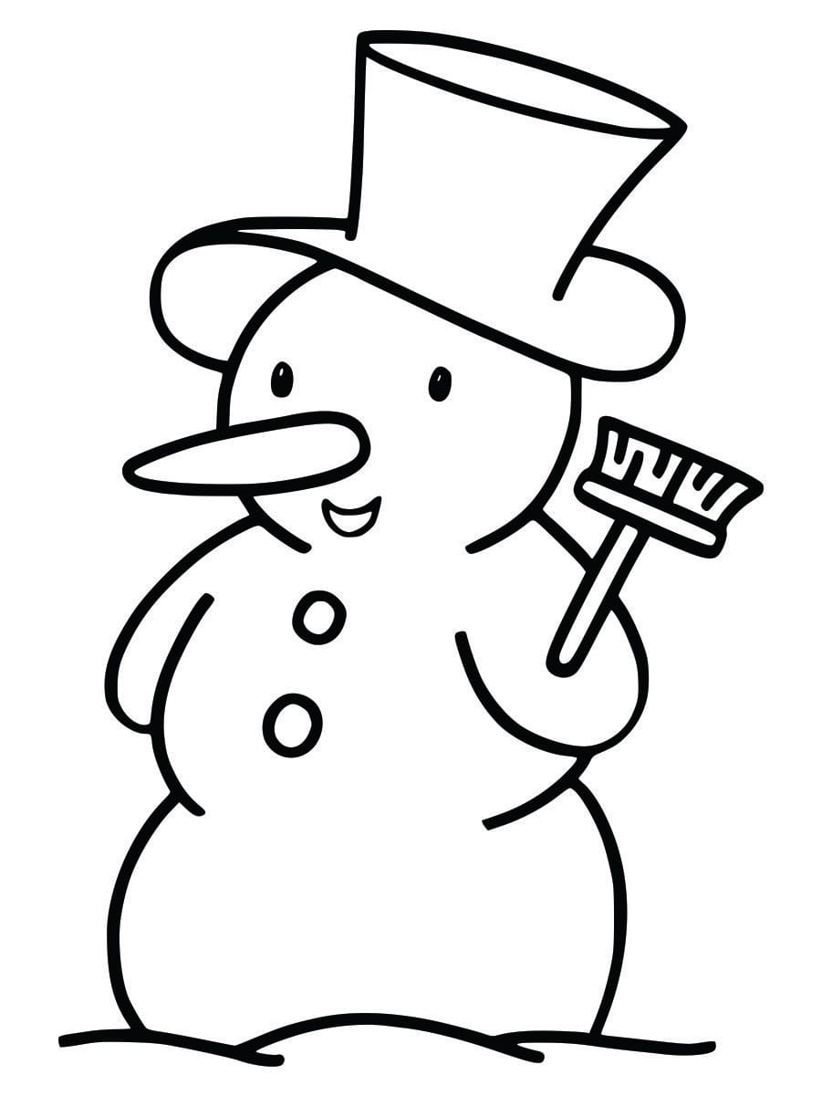 Coloring page of a snowman, fun and easy for kids to color.