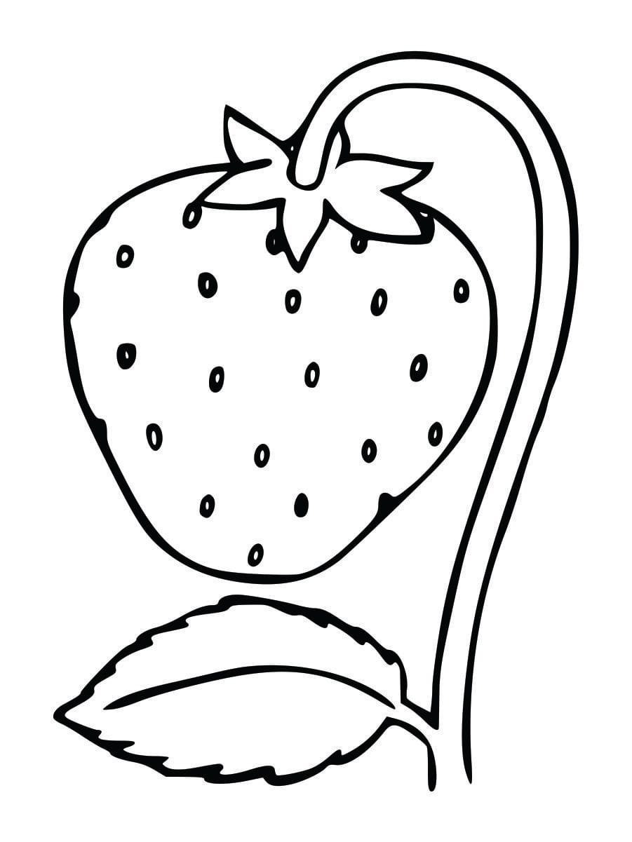 Coloring page of a strawberry, fun and easy for kids to color.