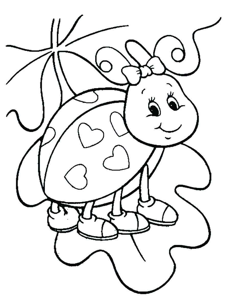 Cute ladybug with a bow coloring page.