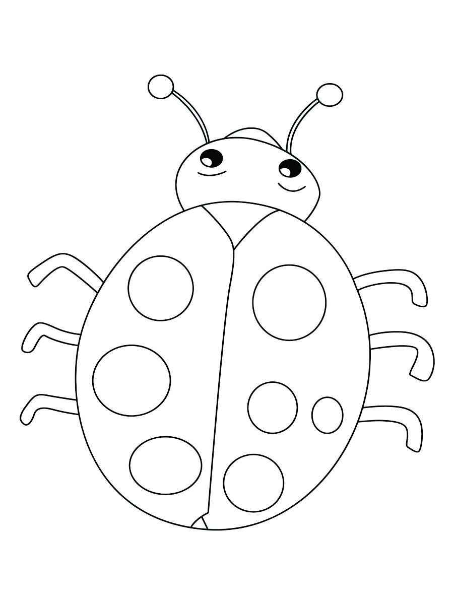 Easy cute ladybug coloring page, version 2.