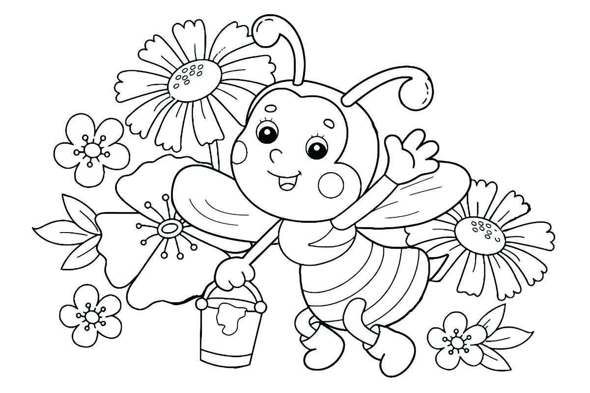 Cute ladybug at work coloring page.