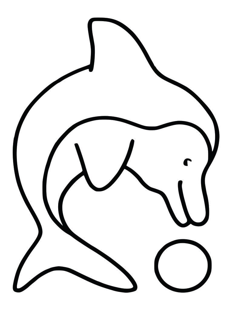 Coloring page of a dolphin for kids