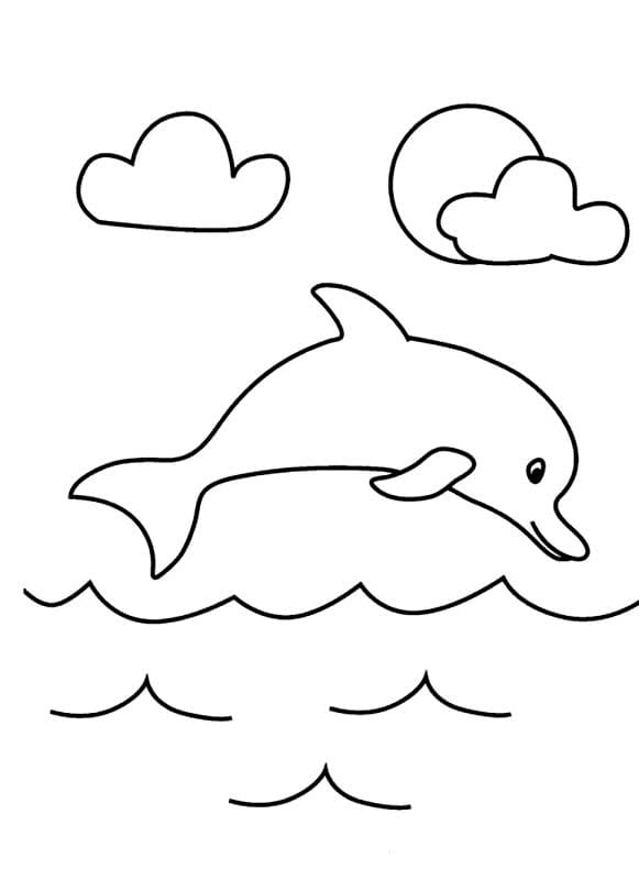 Printable coloring page of a dolphin