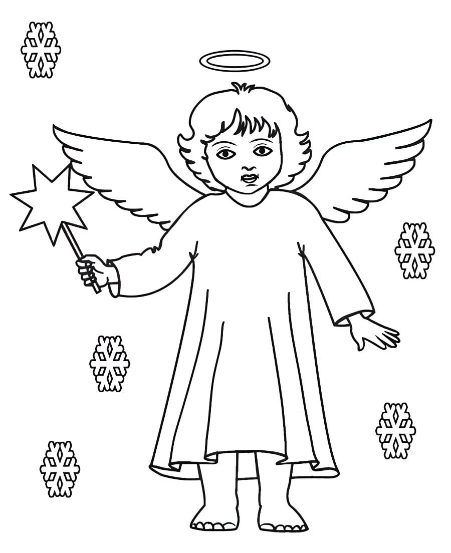 Anime-style angels coloring pages