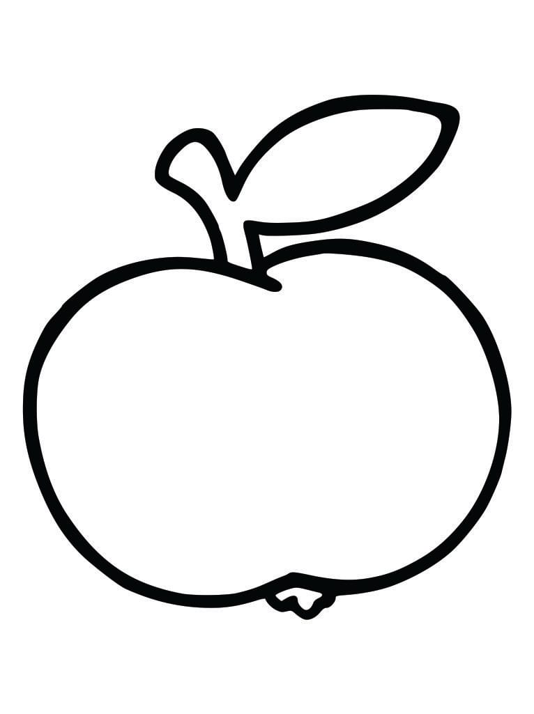 Simple apple outline easy drawing page for painting