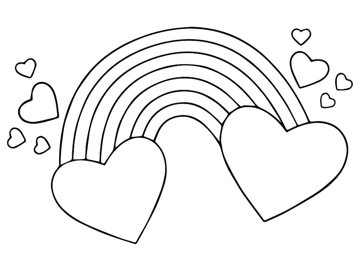 Easy rainbow coloring page.