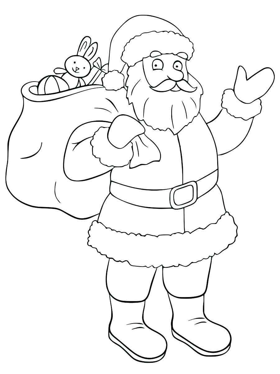 Easy-to-color page of Santa Claus for young children.