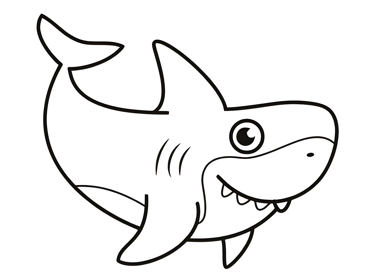 Easy coloring page of a shark.