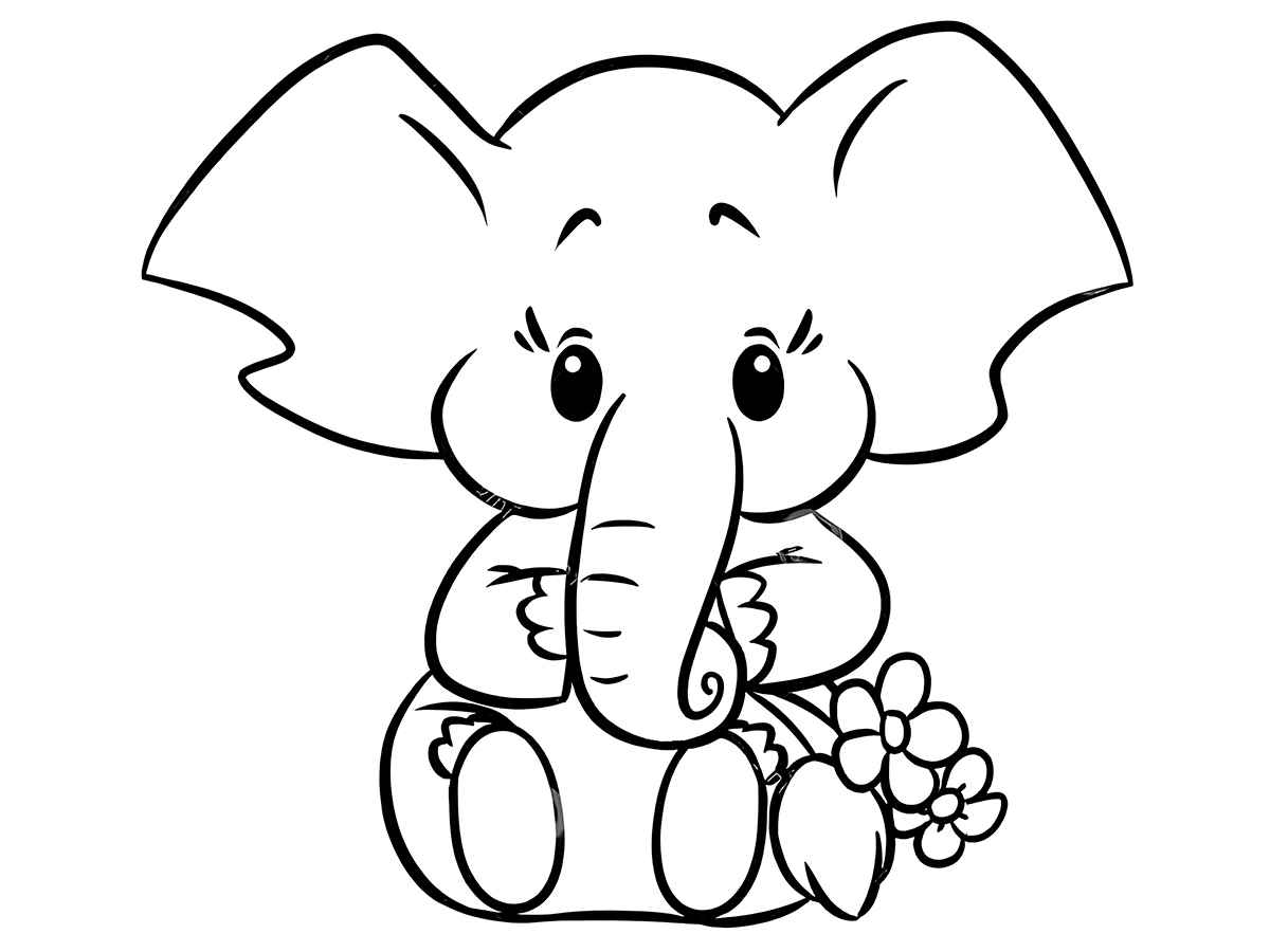 Easy elephant coloring page