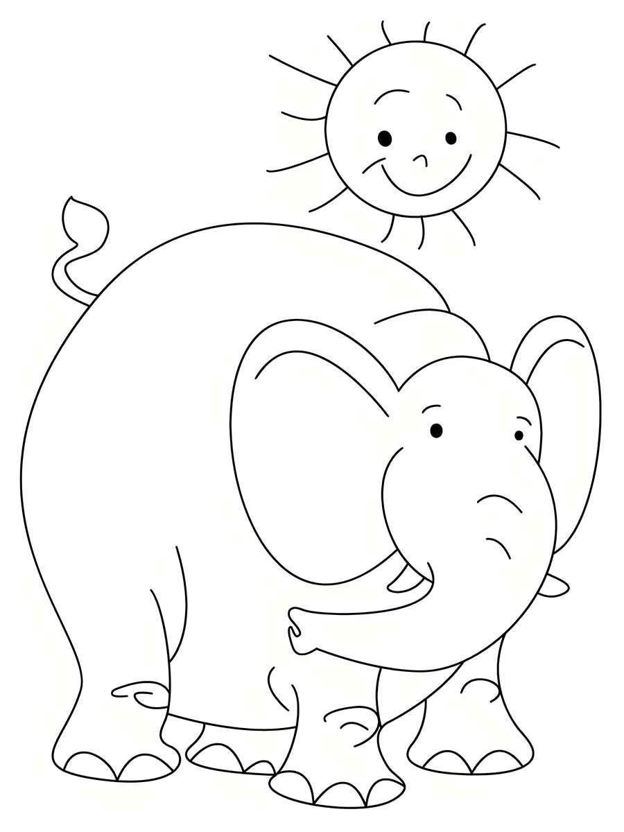 Elephant coloring page ready to print number 5