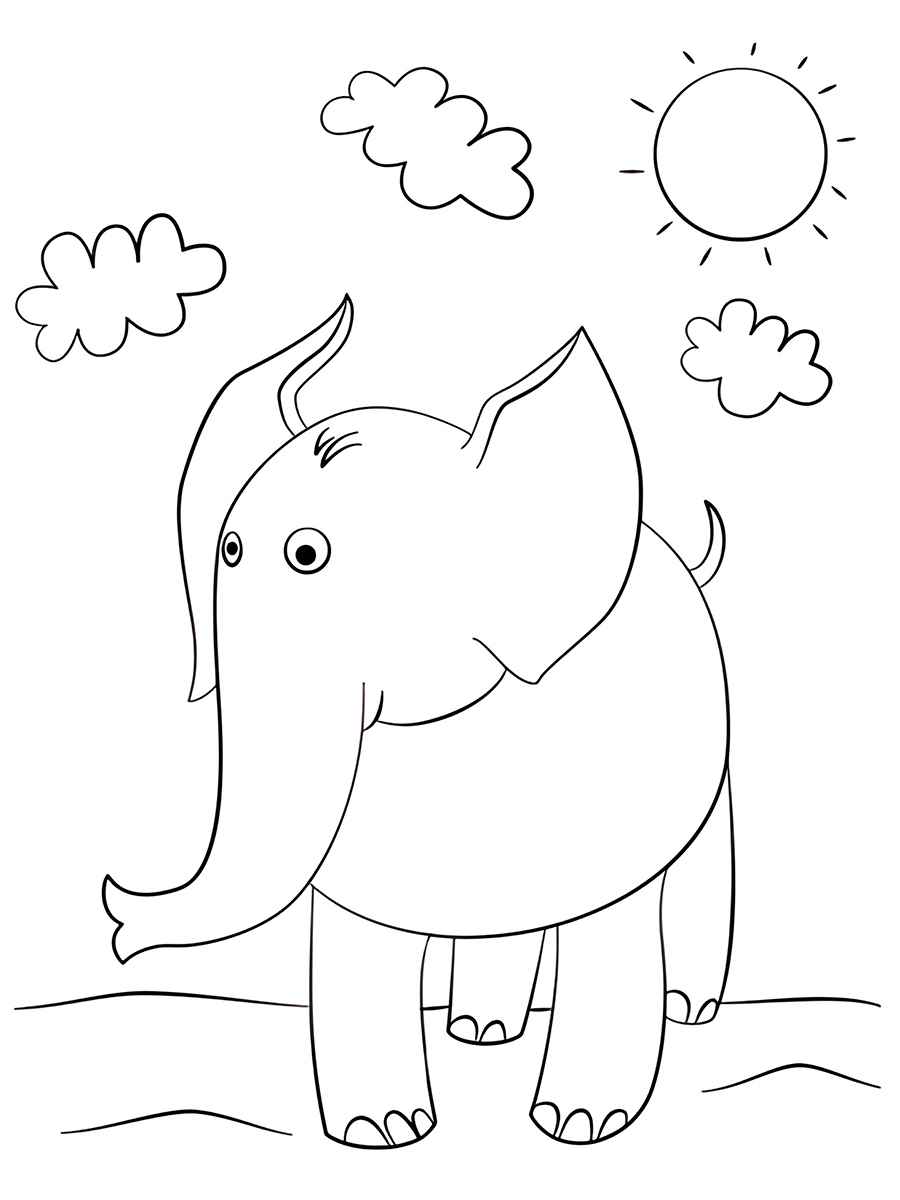 Elephant coloring page ready to print