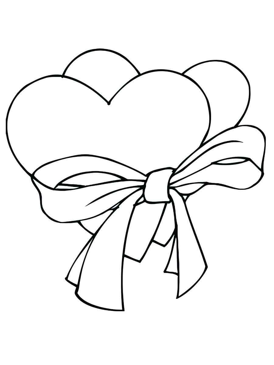 Heart with bows coloring page