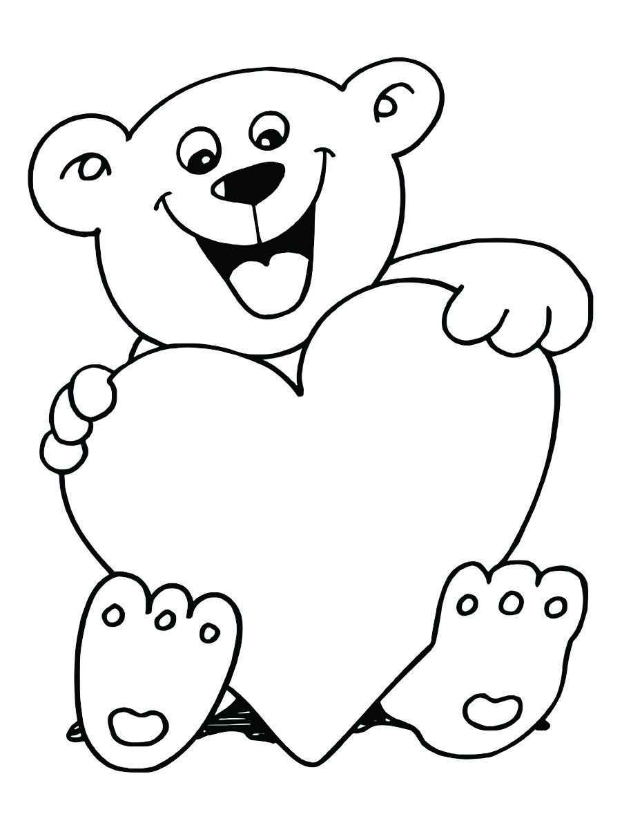 Heart with teddy bear coloring page 2