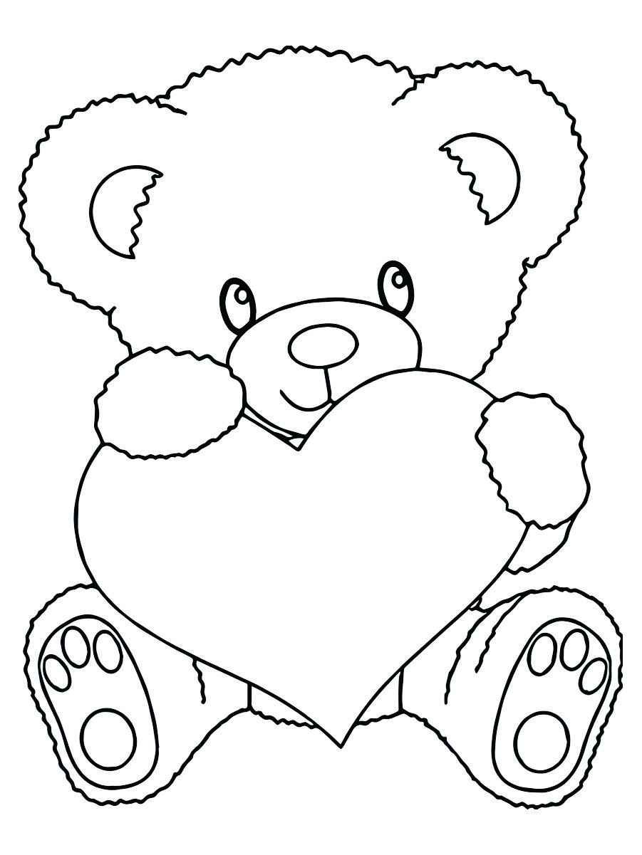 Heart with teddy bear coloring page