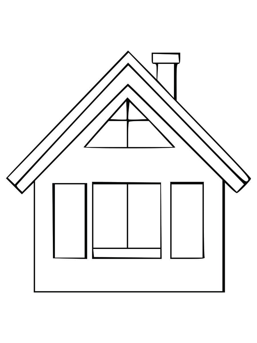 Coloring page of a house for kids