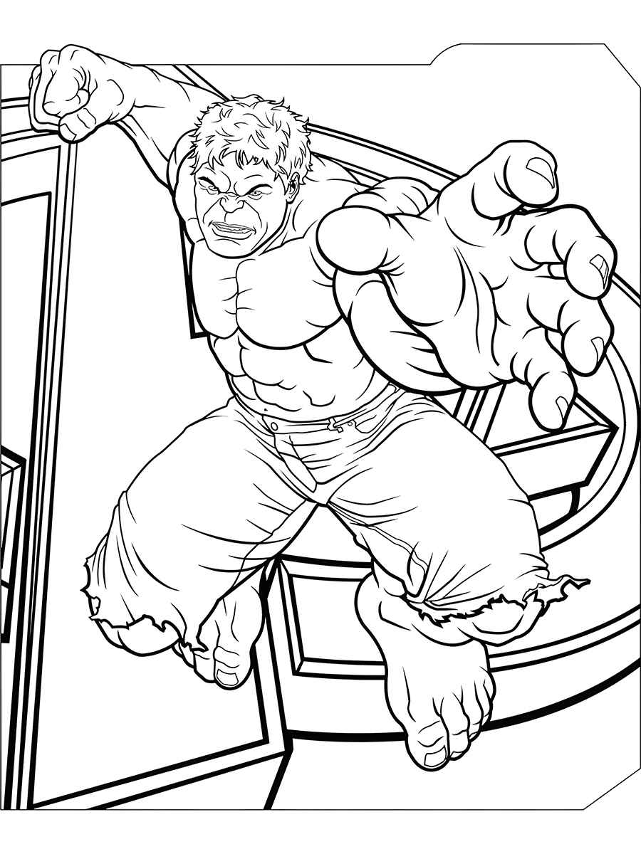 Hulk coloring and cut-out page