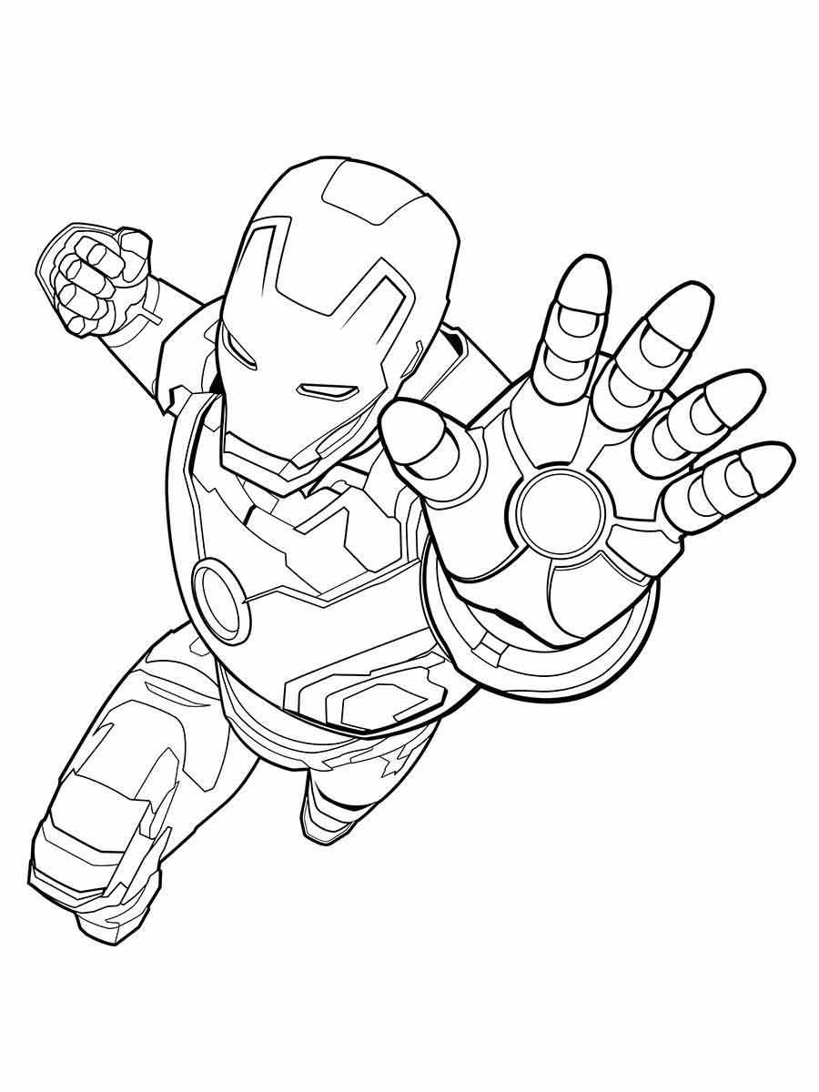 Coloring page of Iron Man, a leader of the Avengers.