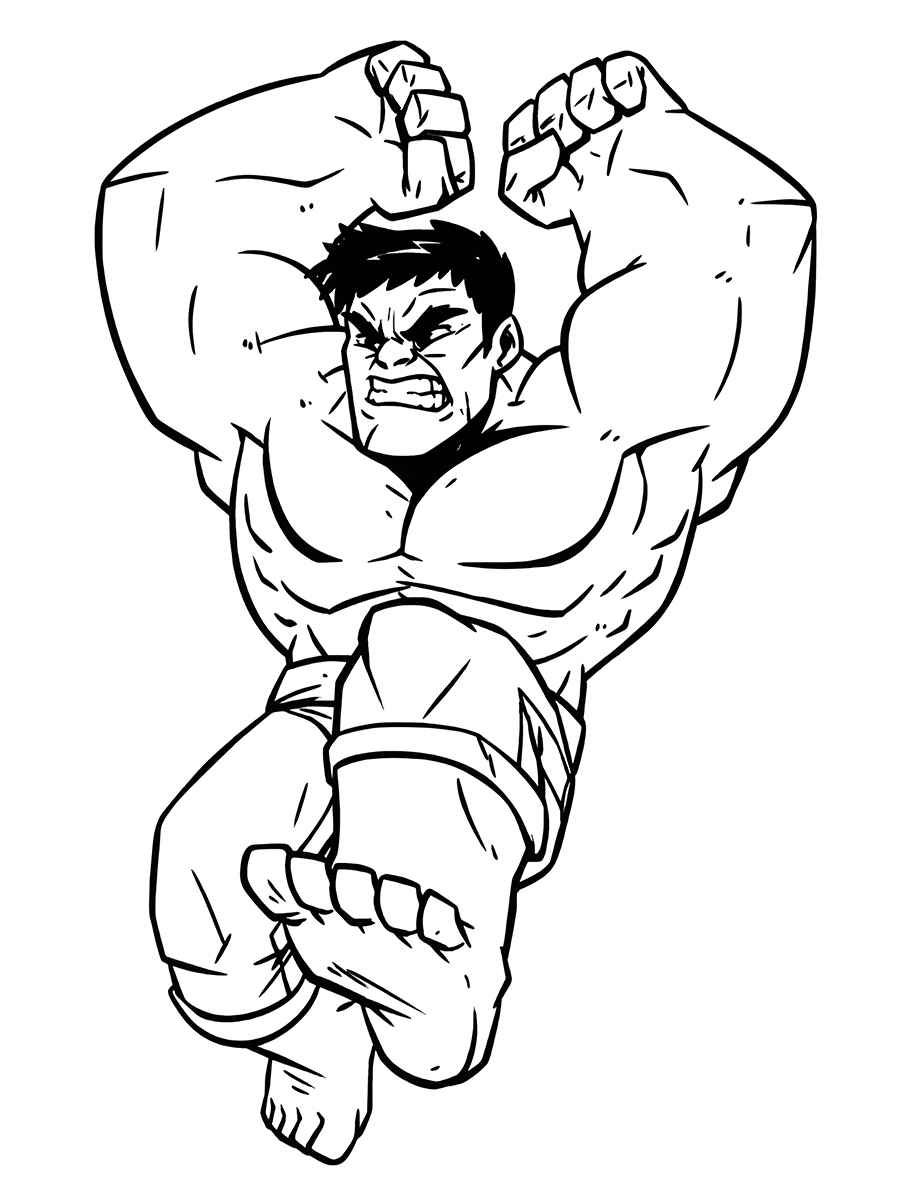 Kid-friendly Hulk coloring page