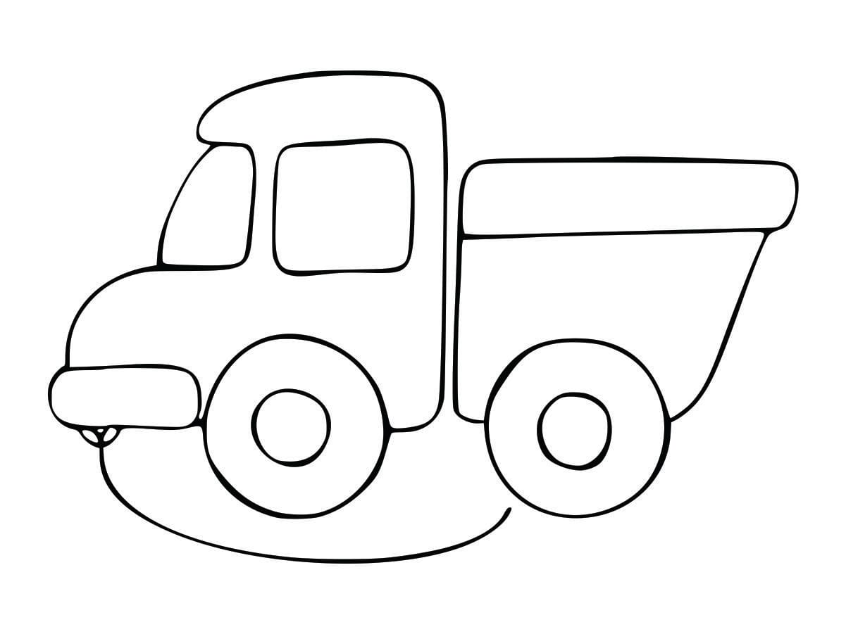 Simple fine outline truck coloring page for kids