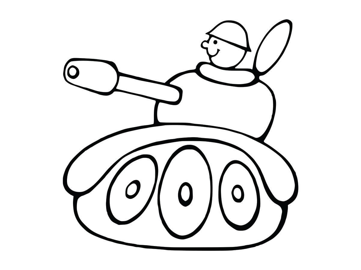 Simple tank coloring page for kids